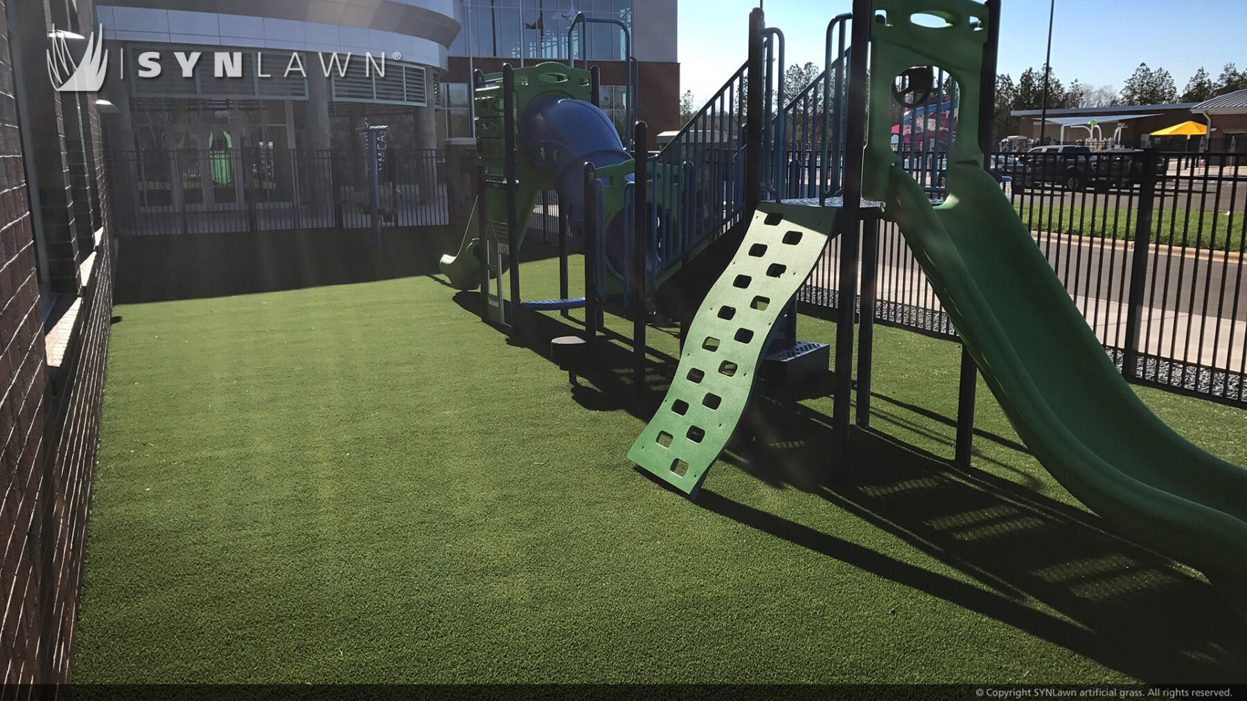 Artificial playground turf built on a school