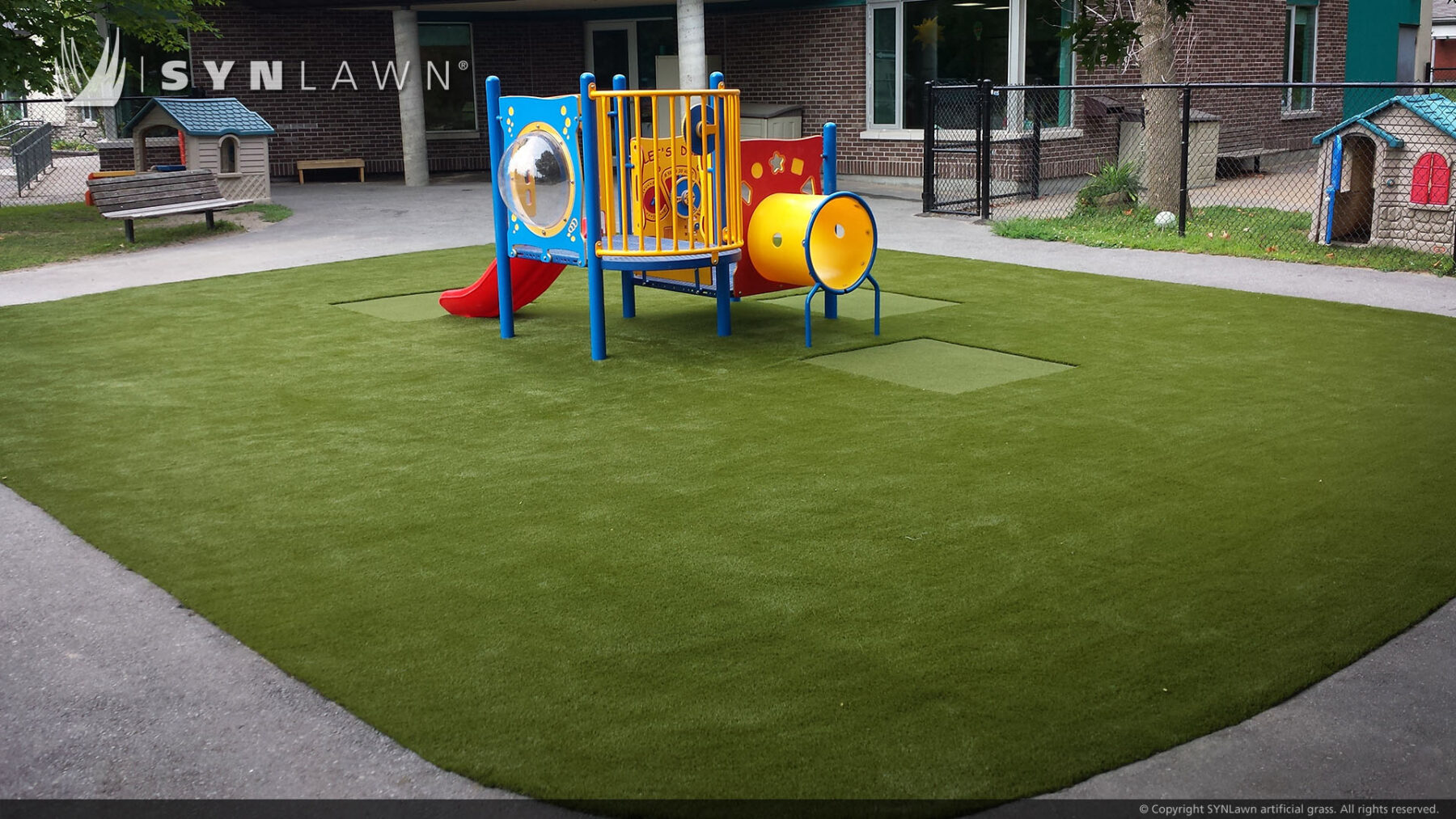 school playground artificial lawn installation