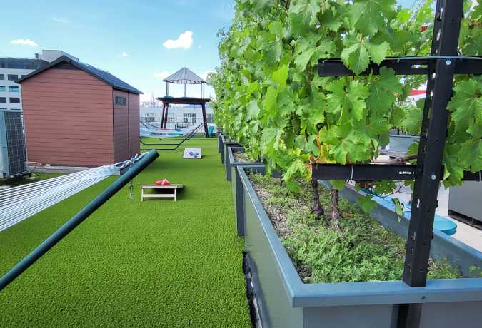 Artificial grass rooftop recreation area from SYNLAWN
