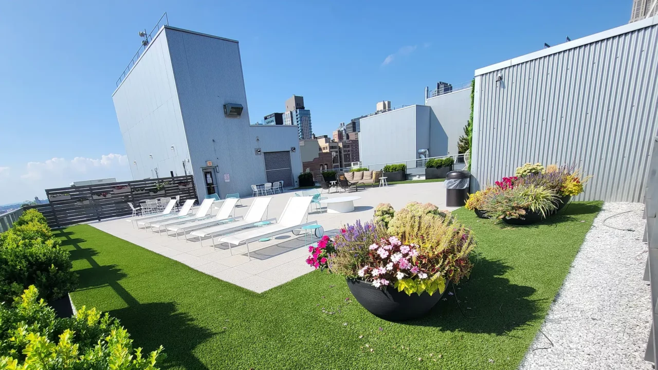 artificial grass lawn on a rooftop